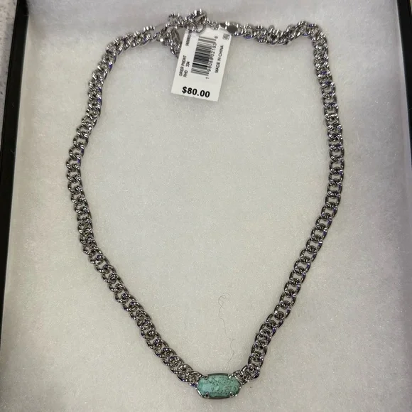 Host Pick 8/22/25! NWT Kendra Scott Silver Grier Pendant Necklace in Sea Green - Picture 3 of 9